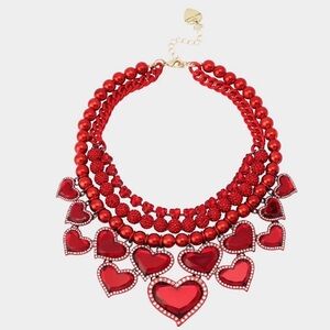 BETSEY JOHNSON PAVE HEART MULTI-LINKS NECKLACE - NWT